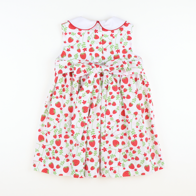 Smocked Strawberries Collared Dress - Stellybelly