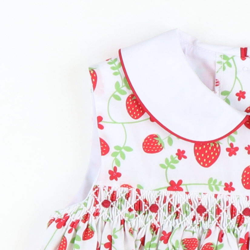 Smocked Strawberries Collared Dress - Stellybelly