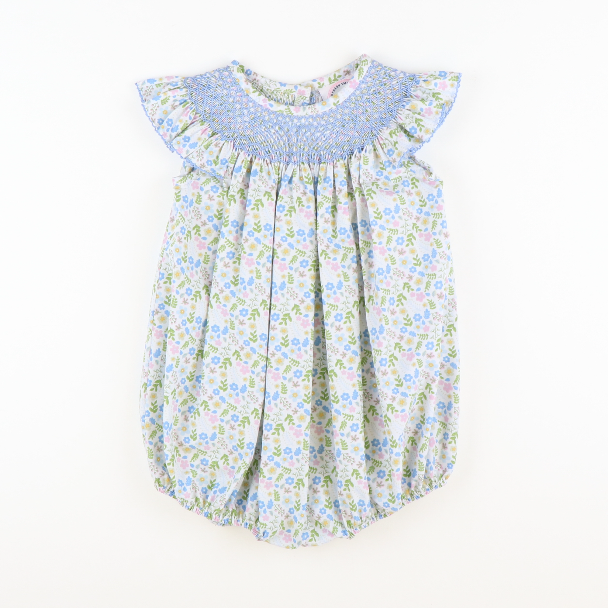 Smocked Geo Girl Bubble - Garden Floral - Stellybelly