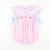 Smocked Bunnies & Baskets Girl Bubble - Light Pink Seersucker Windowpane - Stellybelly