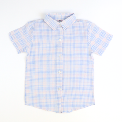 Signature Button Down Shirt - Blue & Pink Plaid Seersucker