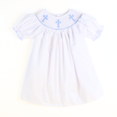 Smocked Cross Bishop- White