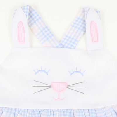 Bunny Face Dress - Blue & Pink Plaid Seersucker