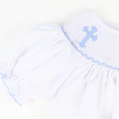 Smocked Cross Bishop- White