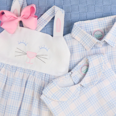 Signature Button Down Shirt - Blue & Pink Plaid Seersucker