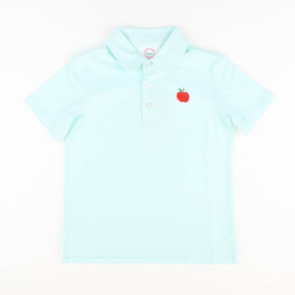 Embroidered Apple Knit Polo - Mint Green - Stellybelly