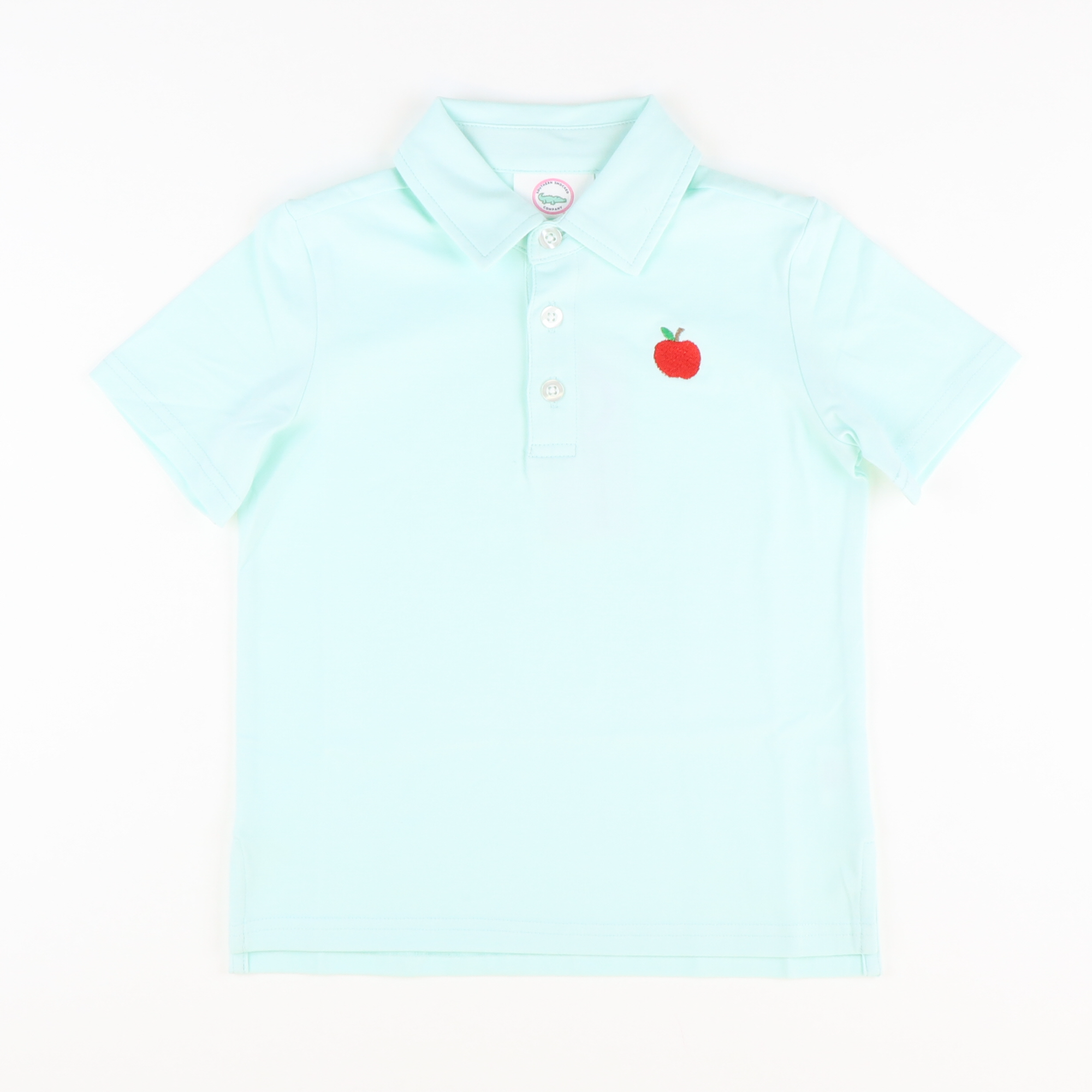 Embroidered Apple Knit Polo - Mint Green - Stellybelly
