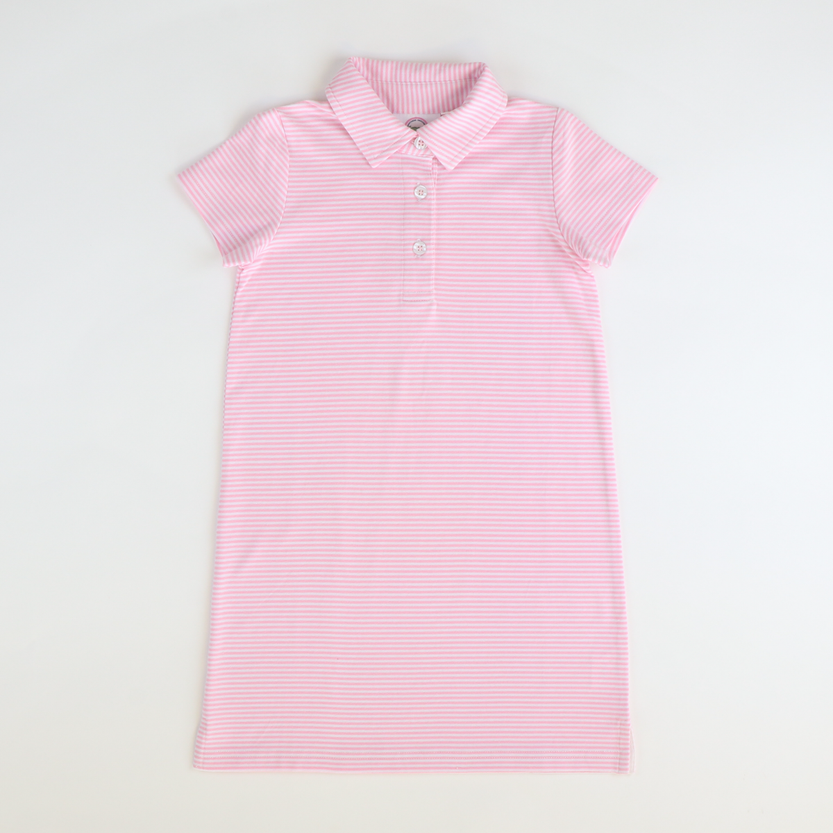 Polo Dress - Light Pink Stripe Knit