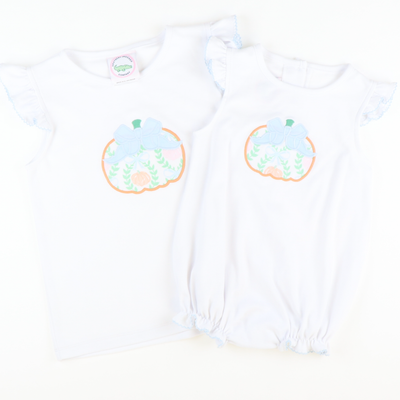 Heirloom Pumpkin Appliqué White Knit Top - Stellybelly