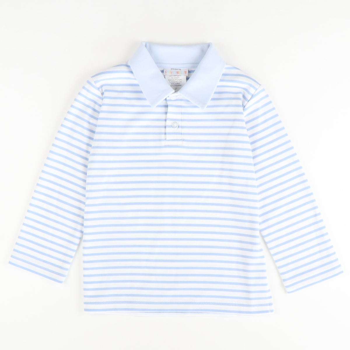 Signature L/S Knit Polo - Light Blue Stripe - Stellybelly