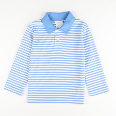 Signature Long Sleeve Polo - Party Blue Stripe Knit - Stellybelly