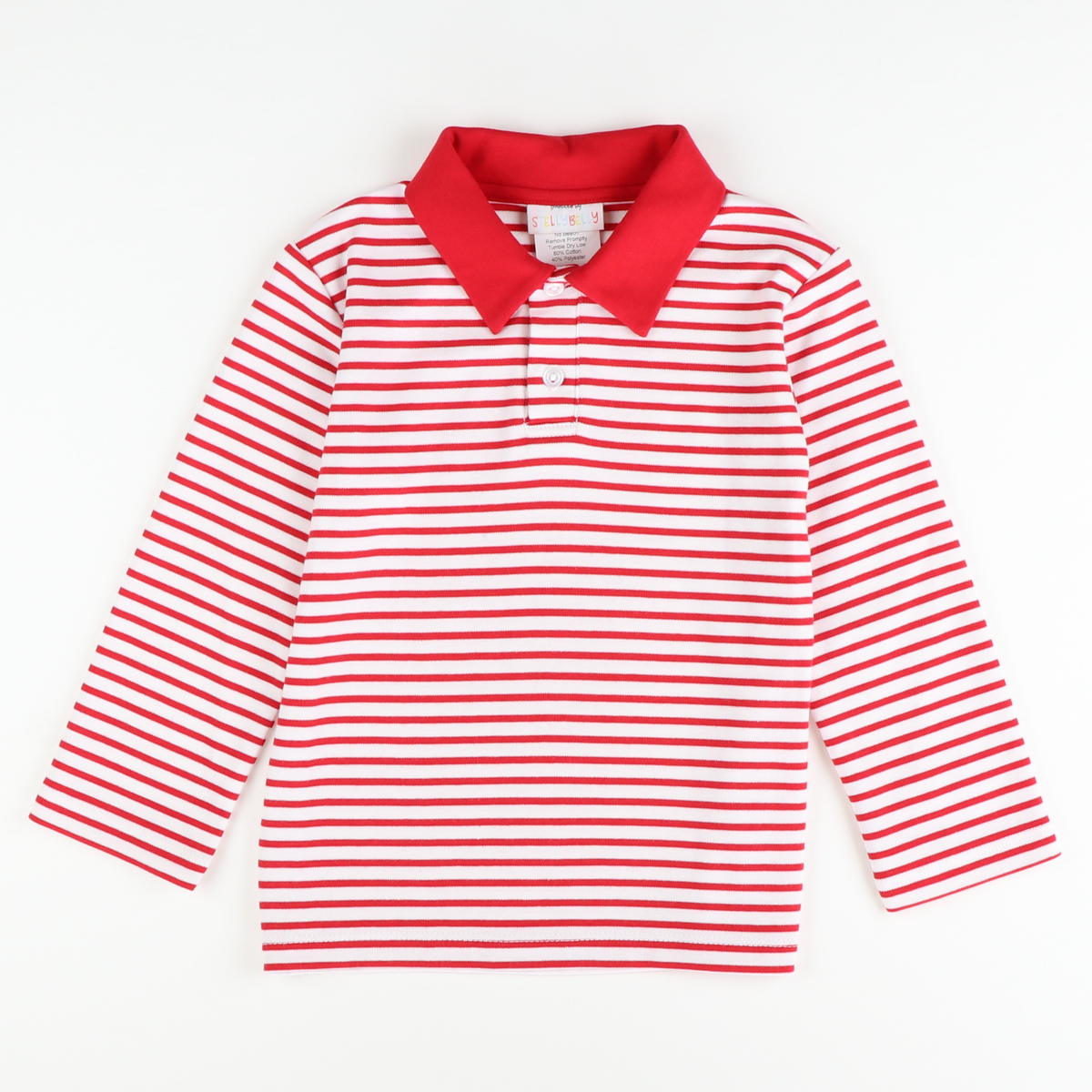 Signature L/S Knit Polo - Holiday Red Stripe - Stellybelly