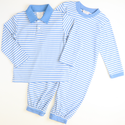 Signature L/S Knit Polo - Party Blue Stripe - Stellybelly