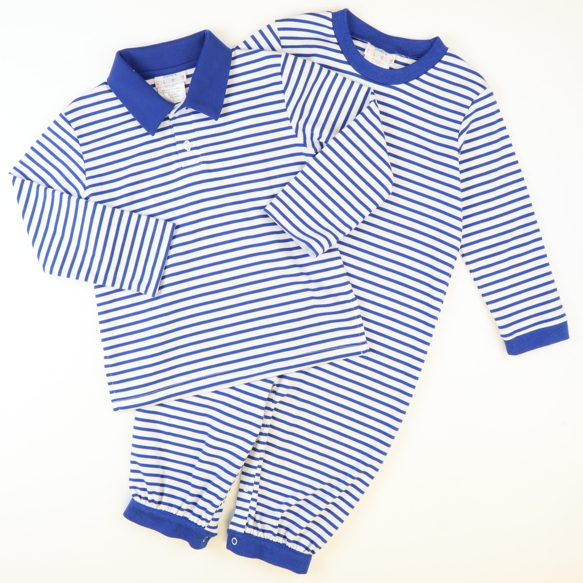 Out & About L/S Boy Long Bubble - Royal Blue Stripe Knit - Stellybelly