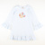 Appliquéd Turkey Knit Ruffle Dress - Light Blue Stripe - Stellybelly