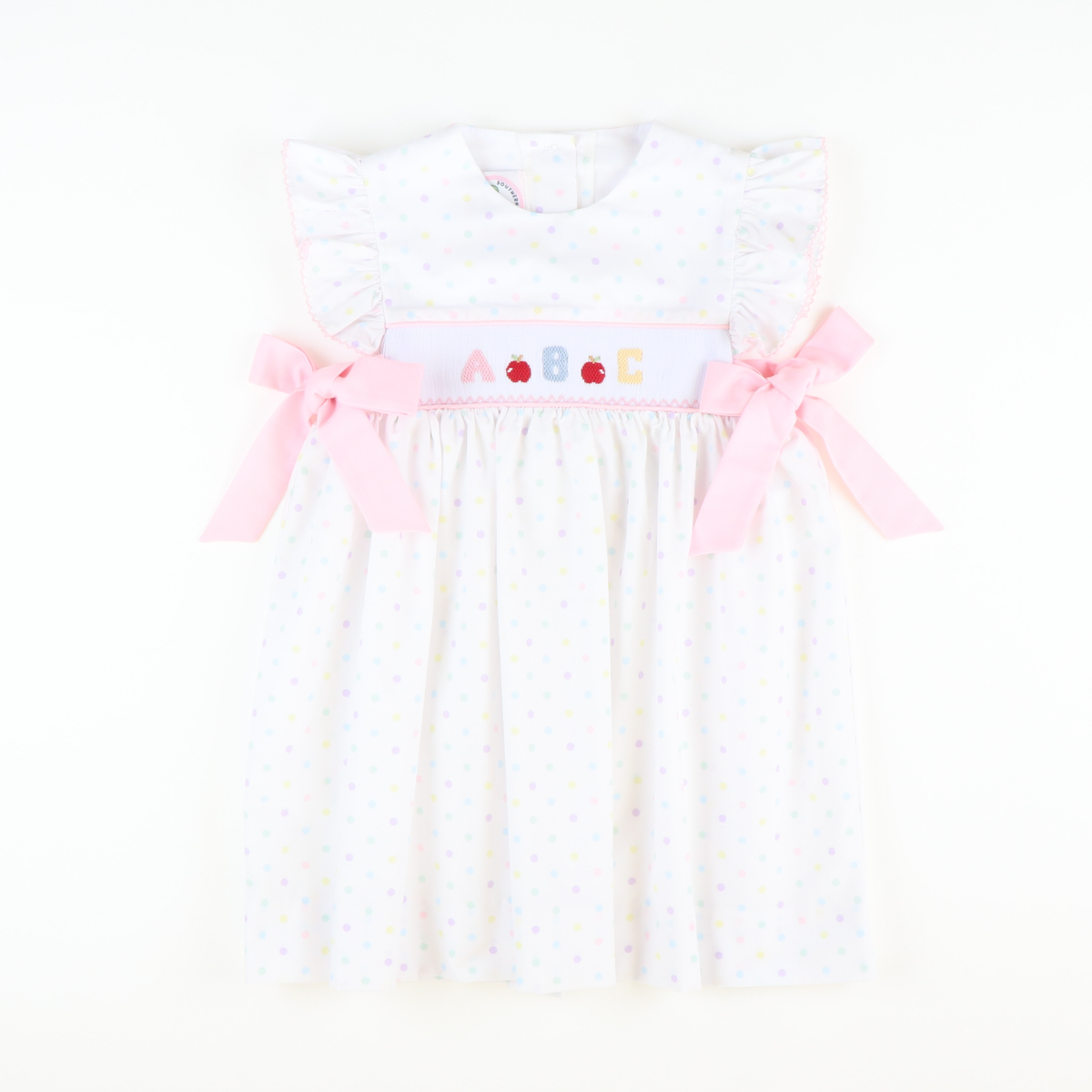 Smocked Pastel ABC Dress - Pastel Polka Dot - Stellybelly