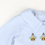 Embroidered Turkeys Collared Boy Long Bubble - Light Blue Stripe Knit - Stellybelly