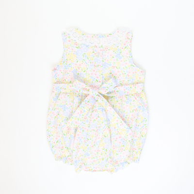 Eyelet Ruffle Girl Bubble - Petite Meadow Print