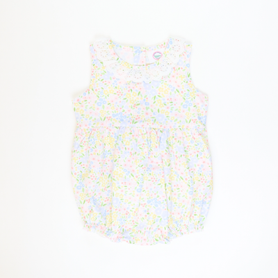 Eyelet Ruffle Girl Bubble - Petite Meadow Print