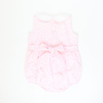 Collared Smocked Girl Bubble - Light Pink Floral