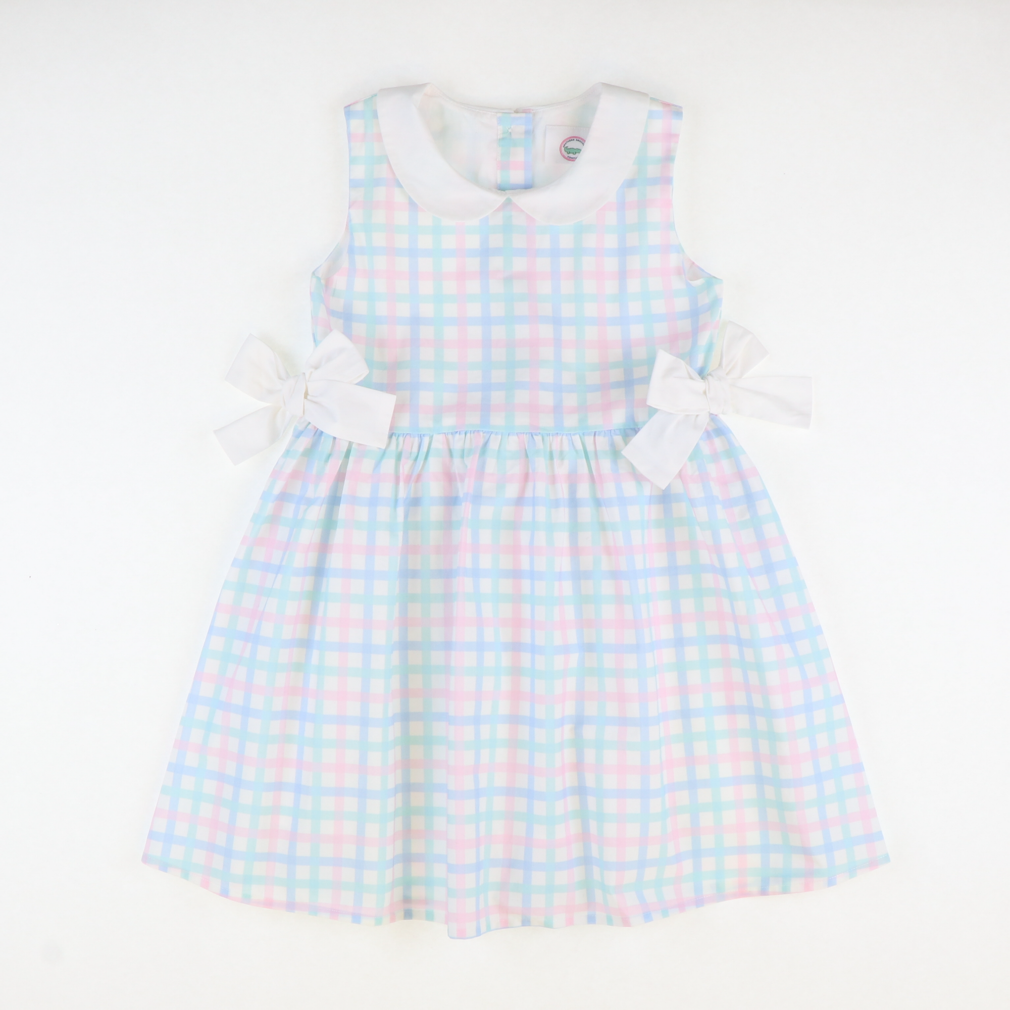 Collared Side Bow Dress - Pastel Check - Stellybelly
