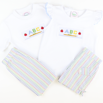 Bow Shorts - Multicolor Stripe Seersucker - Stellybelly