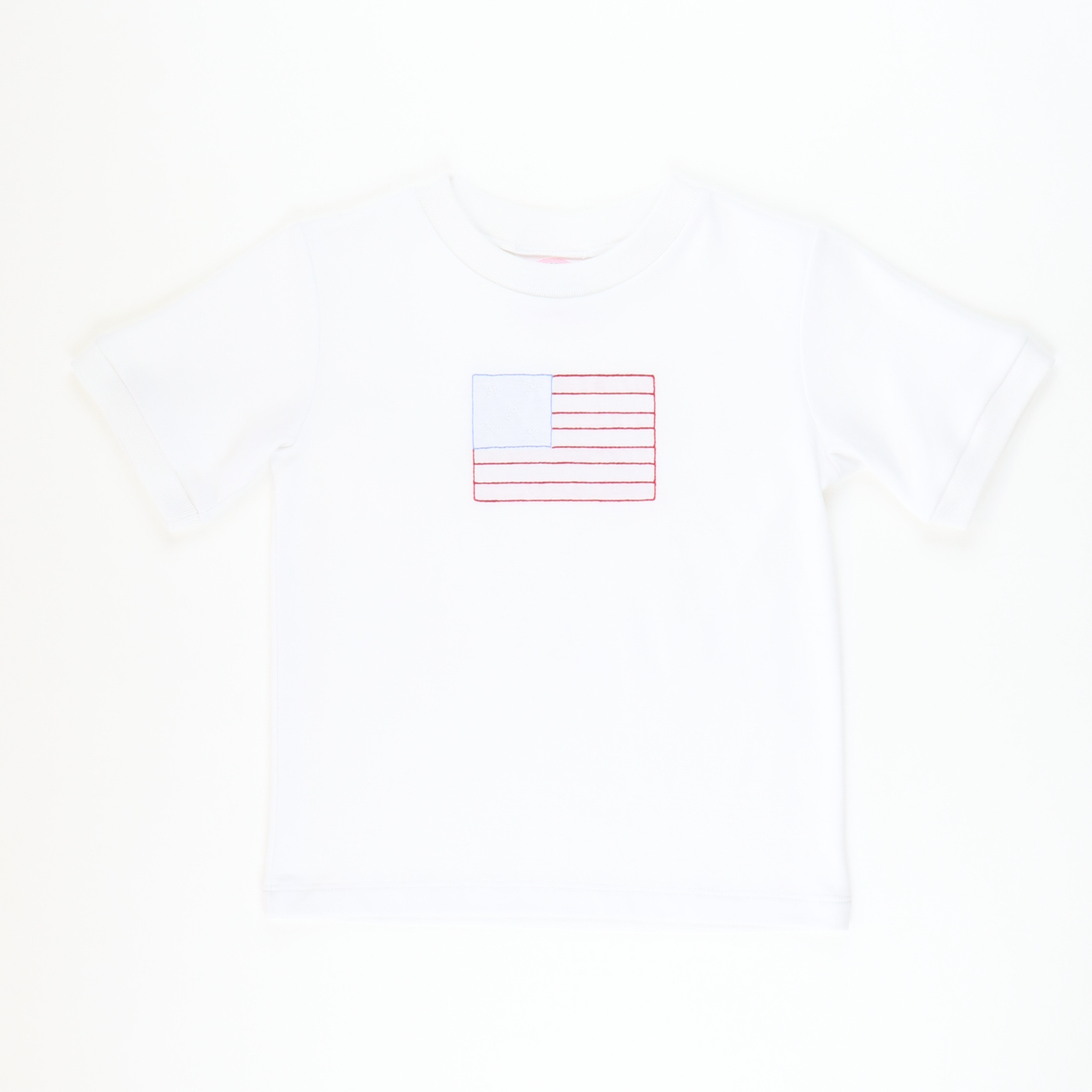 Americana Embroidered Flag Short Sleeve Shirt - White Knit - Stellybelly