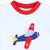 Appliquéd Airplane Long Sleeve Shirt - Light Blue Stripe Knit - Stellybelly