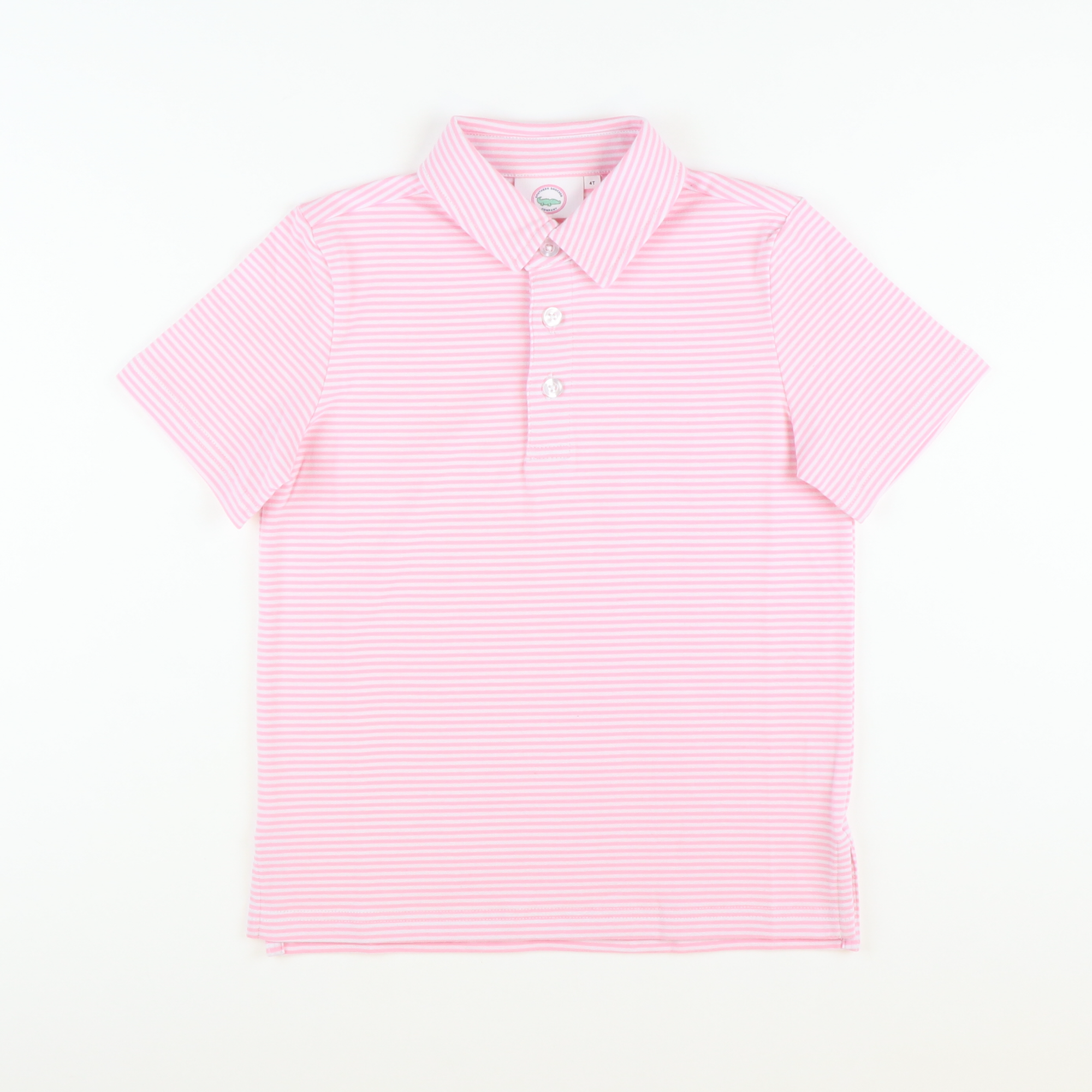 Boys Signature Knit Polo - Pink Thin Stripe