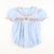 Embroidered Pumpkin Geo Girl Bubble - Light Blue Mini Gingham - Stellybelly