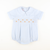 Smocked Tiny Pumpkins Collared Boy Bubble - Light Blue Mini Check Seersucker - Stellybelly