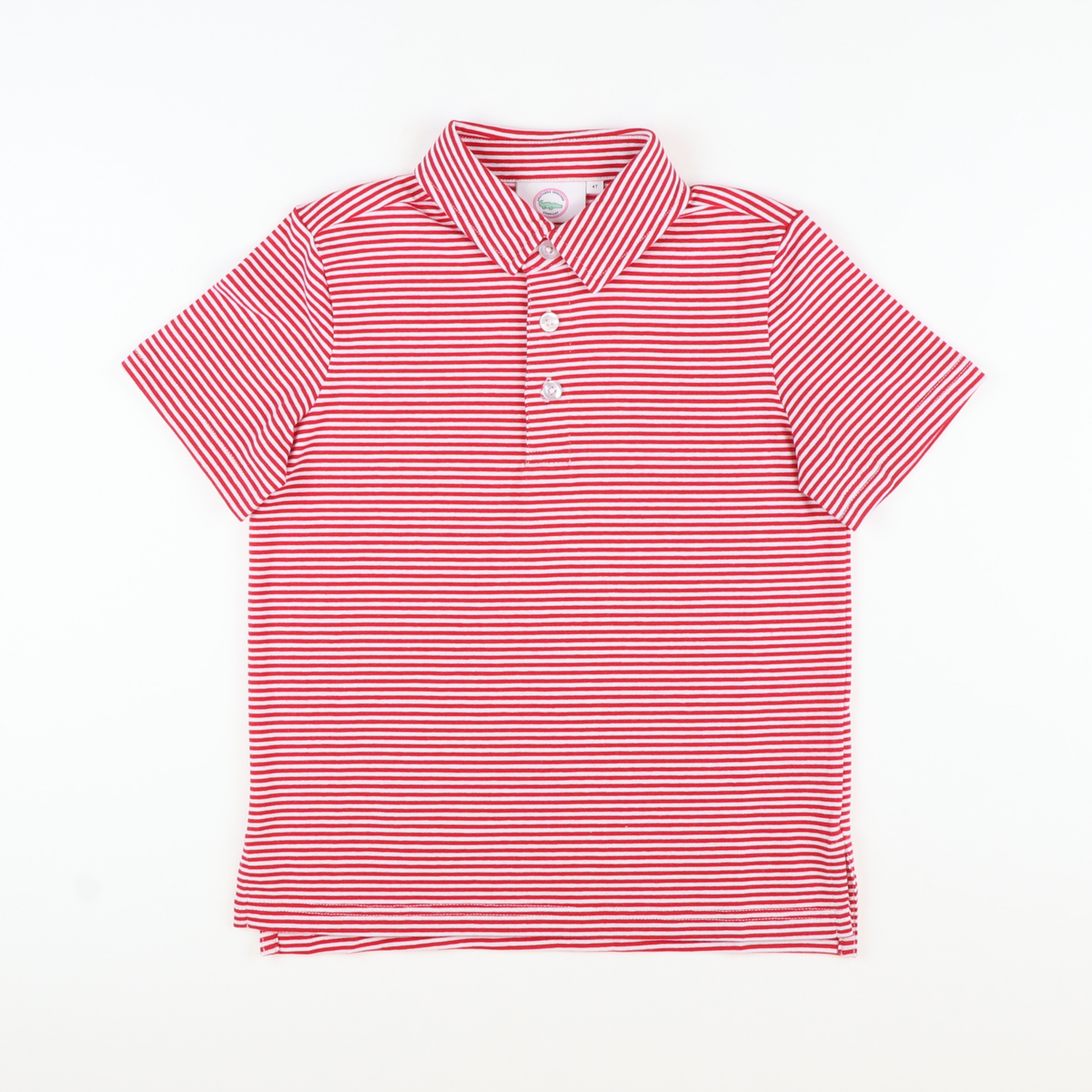 Boys Signature Knit Polo - Red Thin Stripe