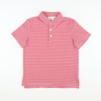 Boys Signature Knit Polo - Red Thin Stripe - Stellybelly