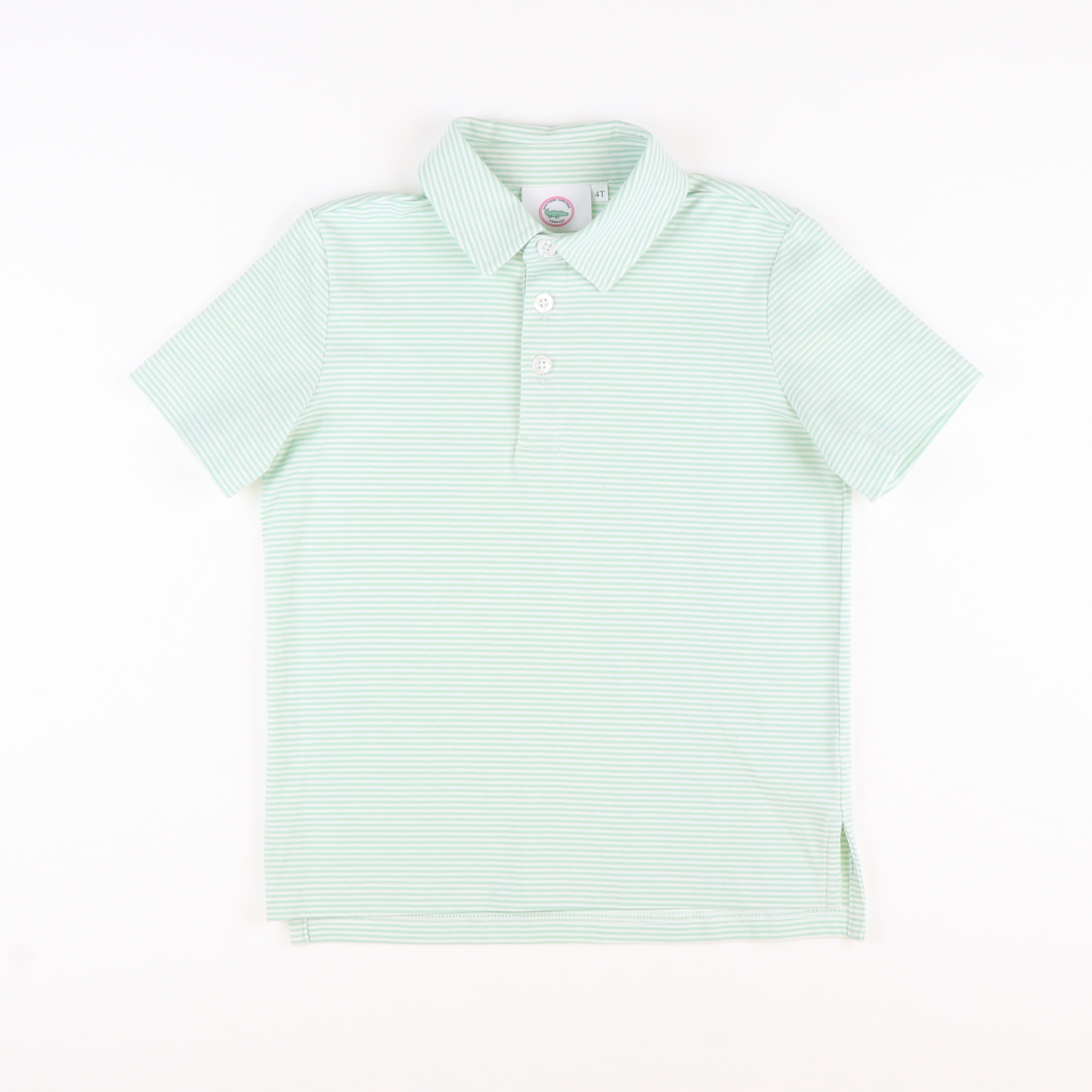 Boys Signature Knit Polo - Mint Green Thin Stripe - Stellybelly