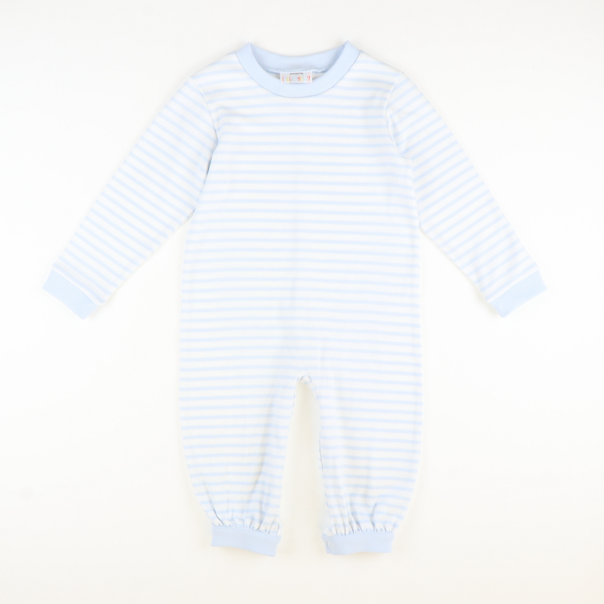 Out & About L/S Boy Long Bubble - Light Blue Stripe Knit - Stellybelly