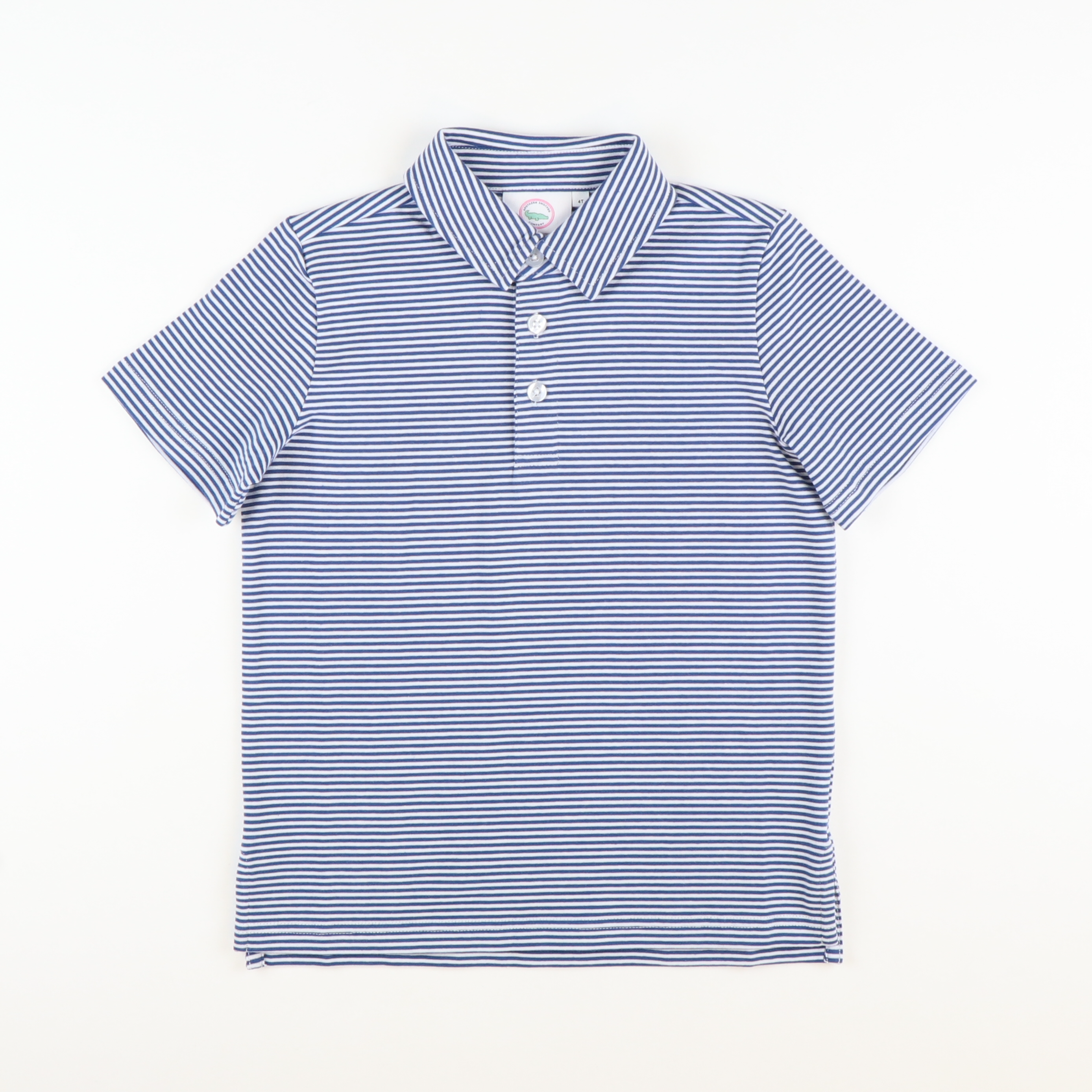 Boys Signature Knit Polo - Slate Blue Thin Stripe | Stellybelly