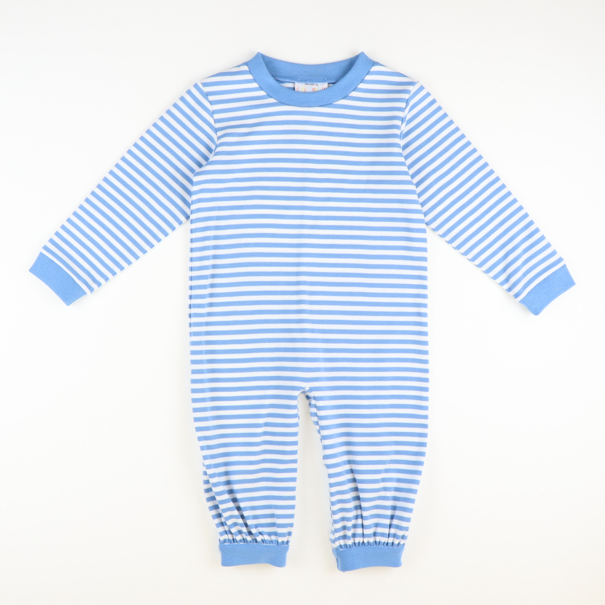 Out & About L/S Boy Long Bubble - Party Blue Stripe Knit - Stellybelly