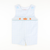 Smocked Autumn Pumpkins Shortall - Light Blue Check Seersucker - Stellybelly