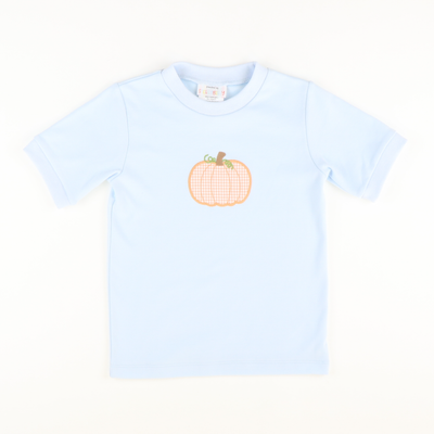 Orange Pumpkin Appliqué Short Sleeve Shirt - Stellybelly