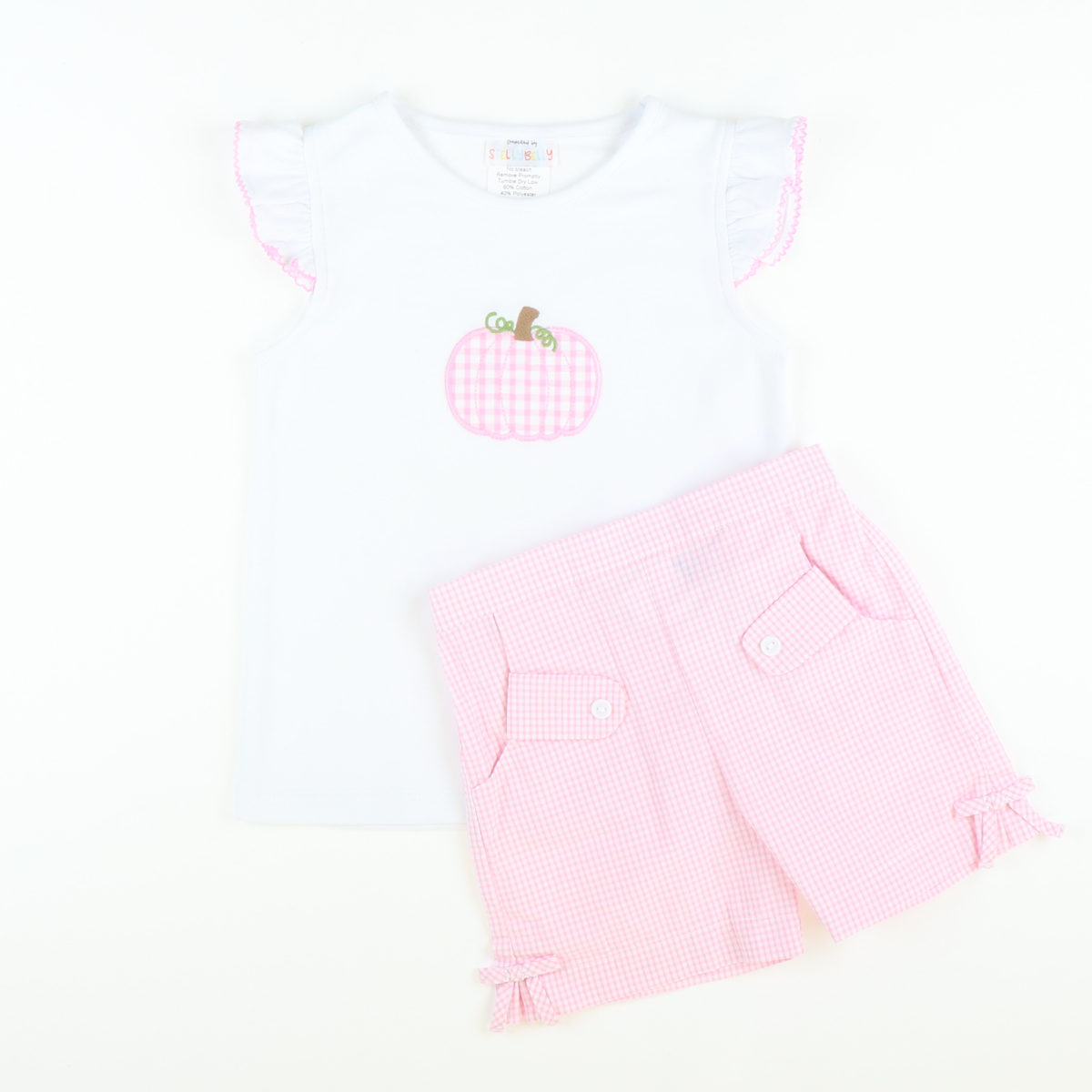 Bow Shorts - Pink Mini Check Seersucker - Stellybelly