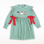 Appliquéd Christmas Friends Bow Dress - Green Micro Stripe Knit - Stellybelly