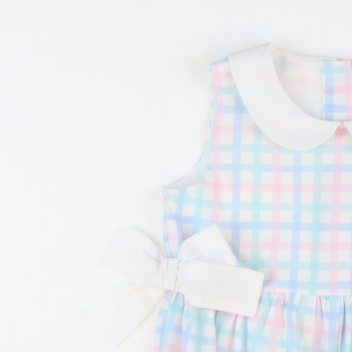 Collared Side Bow Dress - Pastel Check - Stellybelly