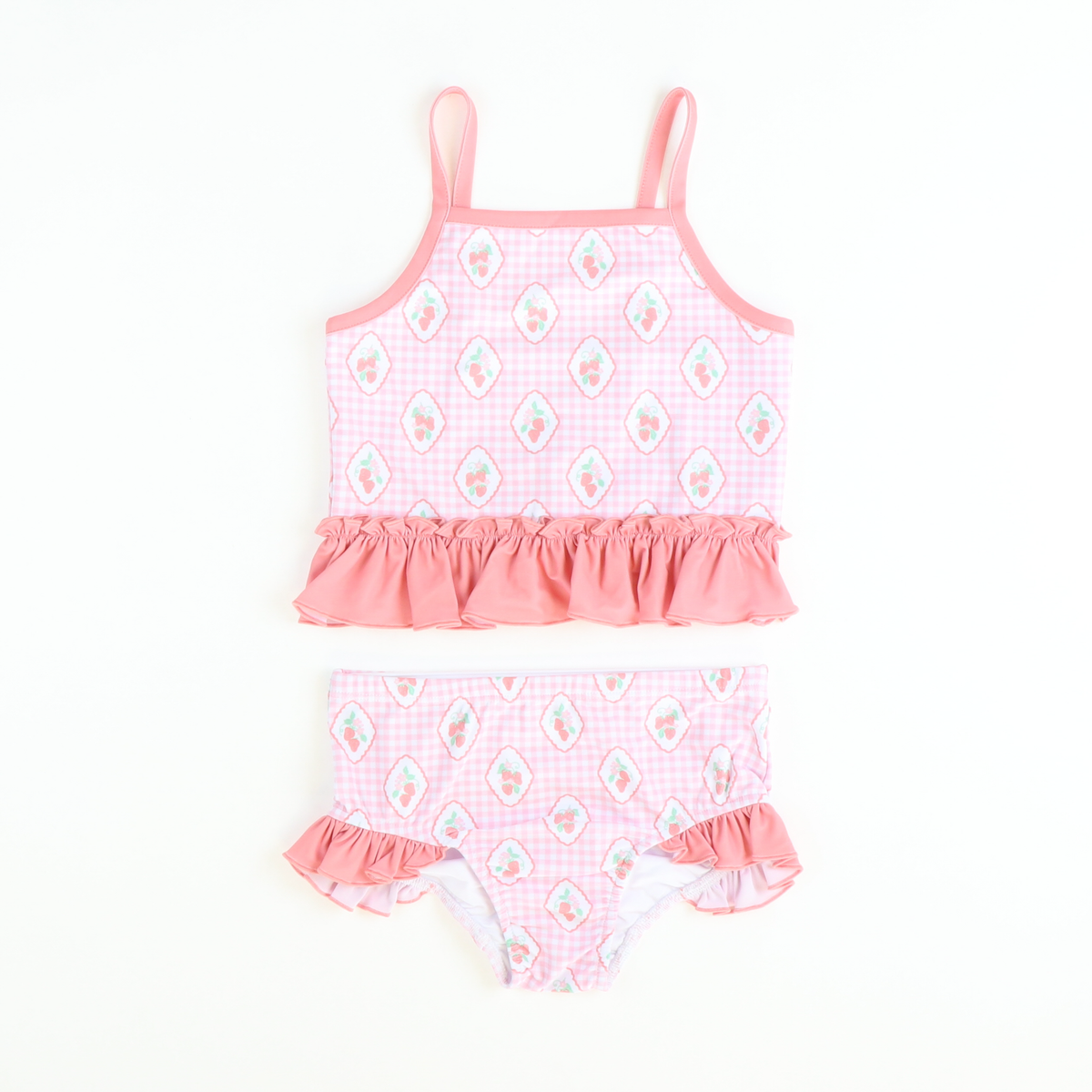 Two-Piece Swimsuit - Strawberry Gingham - Stellybelly