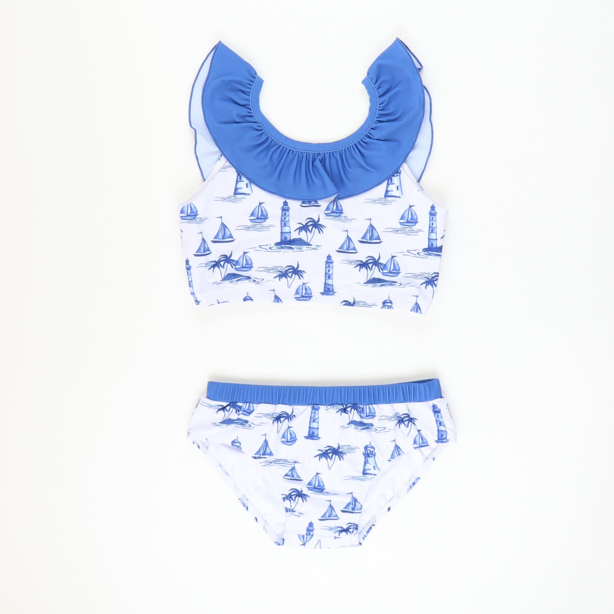 Two-Piece Swimsuit - Watercolor Beach Print - Stellybelly