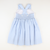 Embroidered Bunny Face Dress - Light Blue Mini Gingham