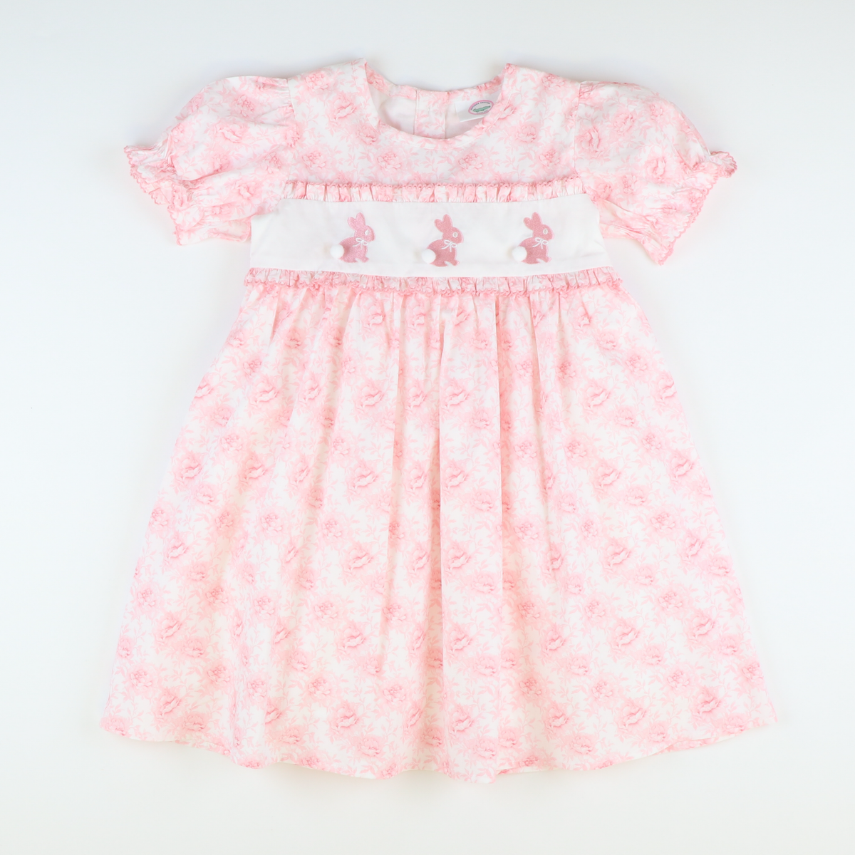 Embroidered Bunnies Dress - Pink Fancy Floral