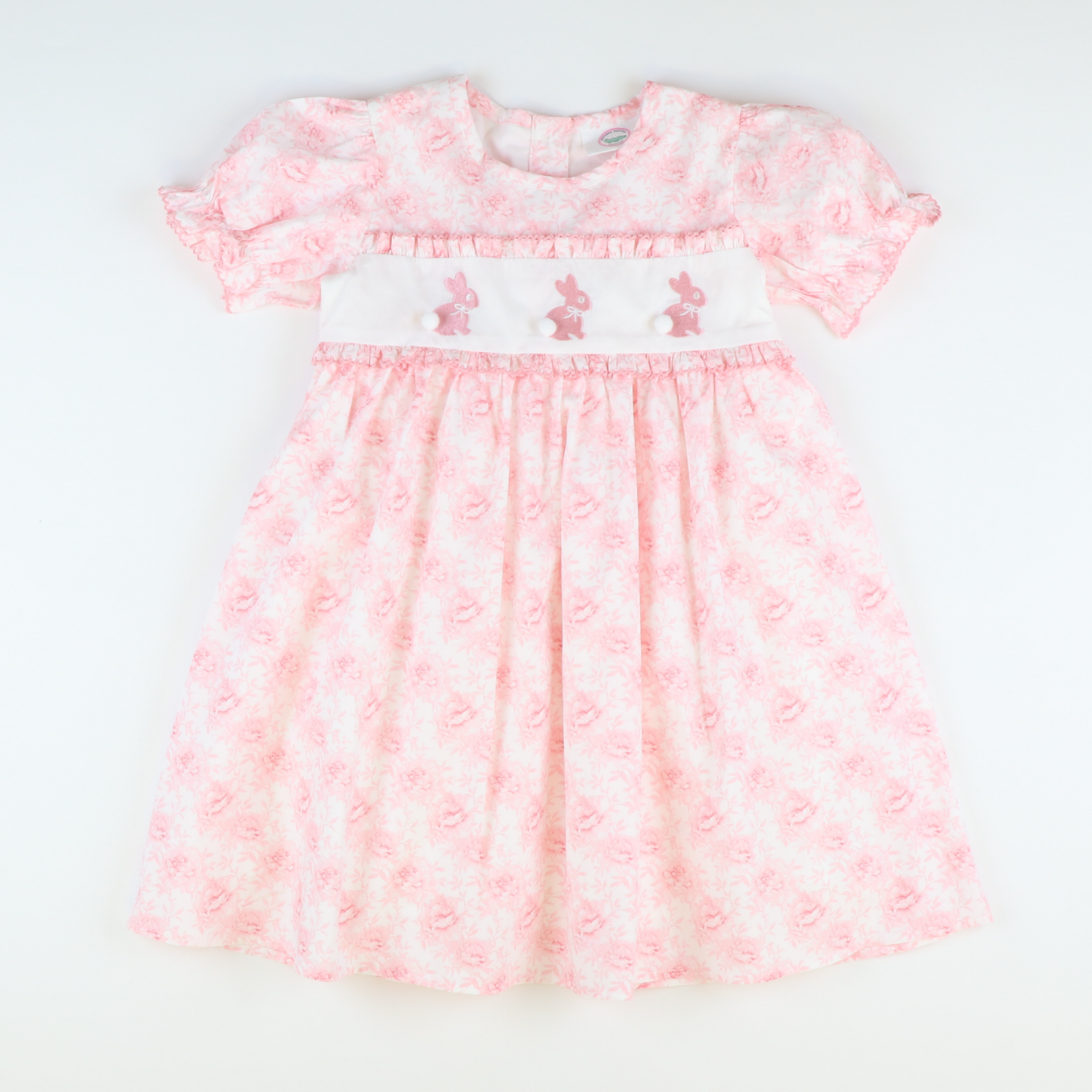 Embroidered Bunnies Dress - Pink Fancy Floral - Stellybelly