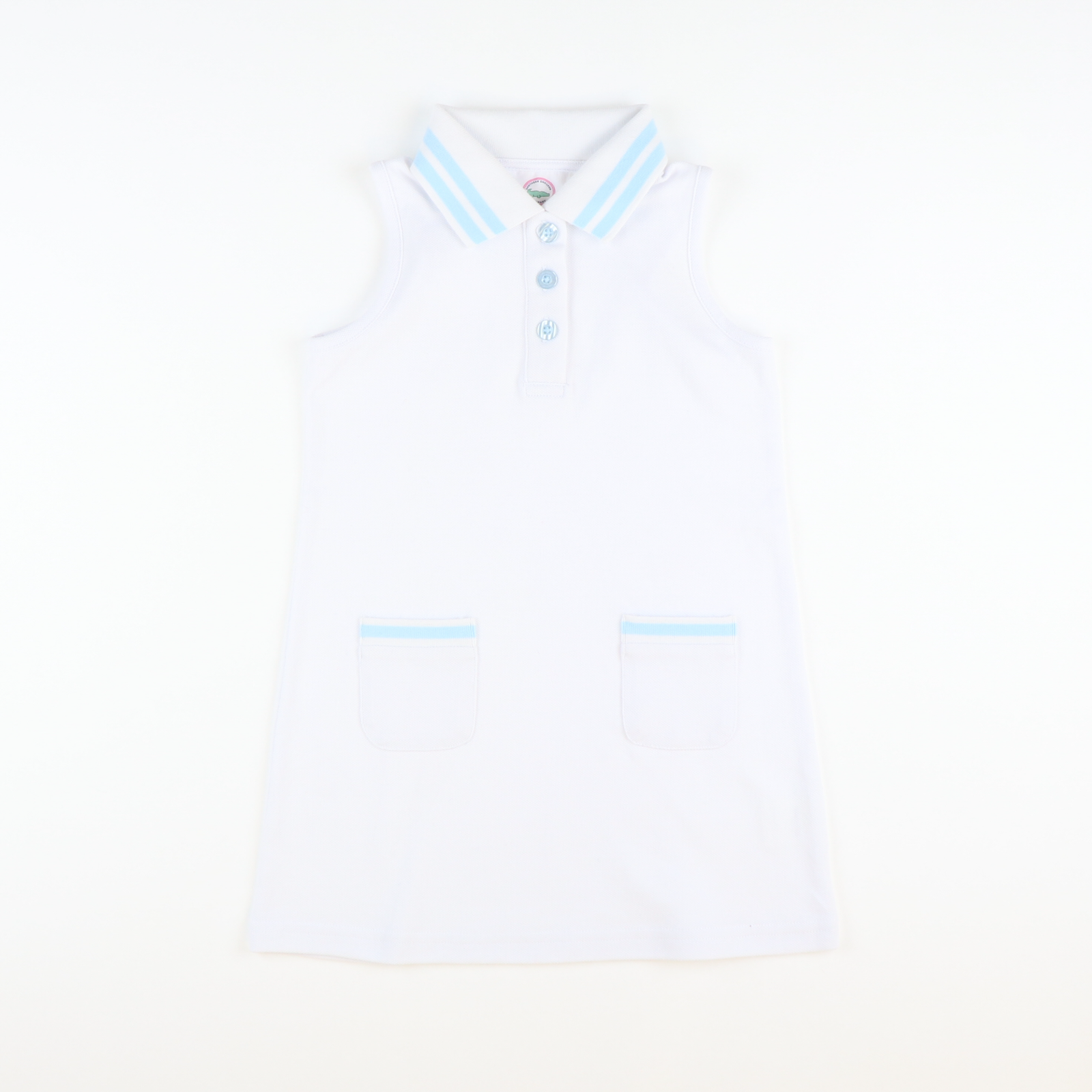 Courtside Tennis Dress - White & Light Blue