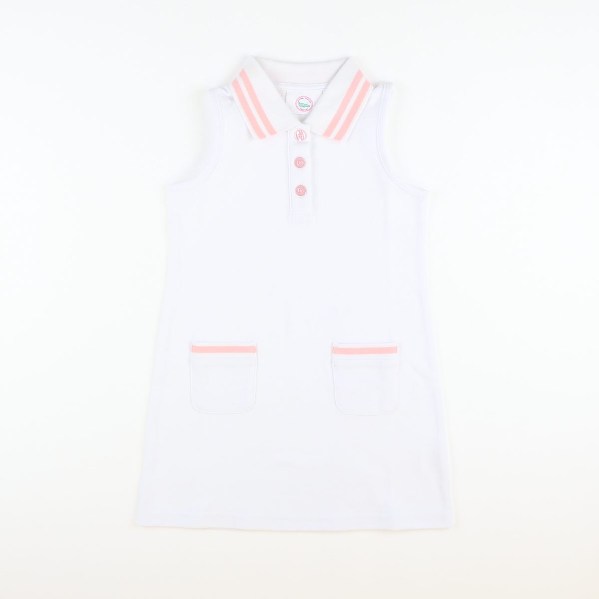 Courtside Tennis Dress - White & Light Pink