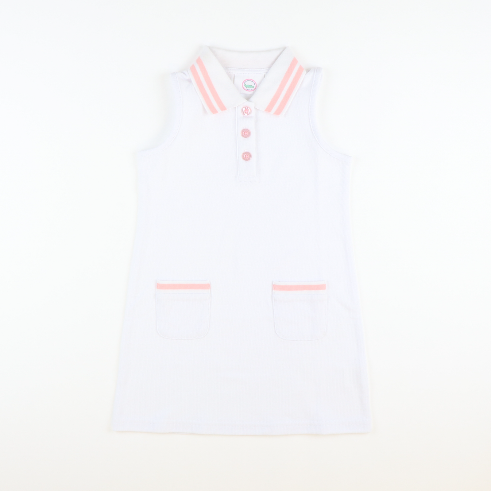 Courtside Tennis Dress - White & Light Pink - Stellybelly